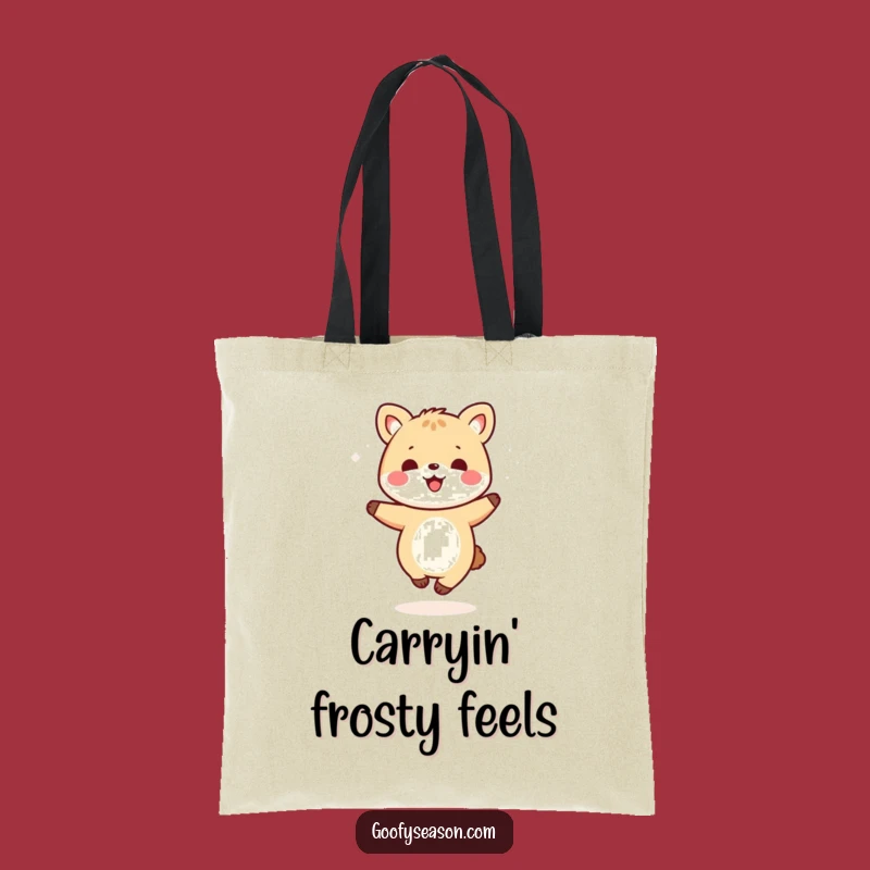 Funny Kawaii Animal Dancing Snowflake Tote Bag - Chic & Joyful Winter Accessory Gift
