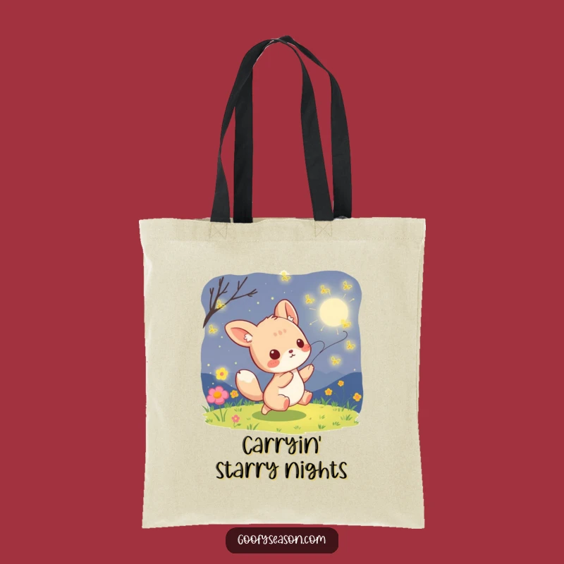 Funny Kawaii Firefly Chase Tote Bag - Magical Summer Accessory Gift