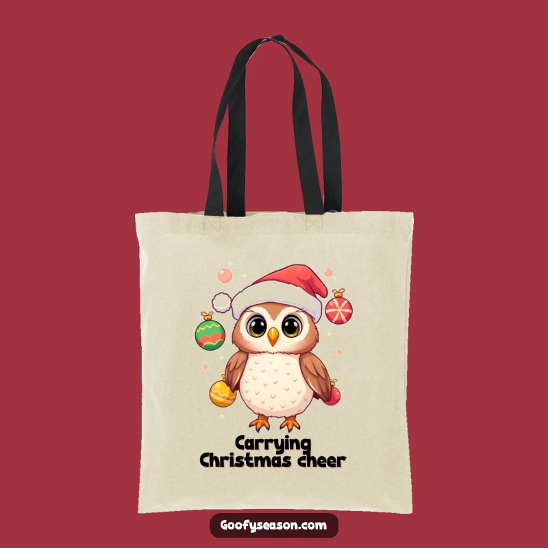 Funny Owl Tote Bag, Festive Holiday Haul, Christmas Accessory Gift