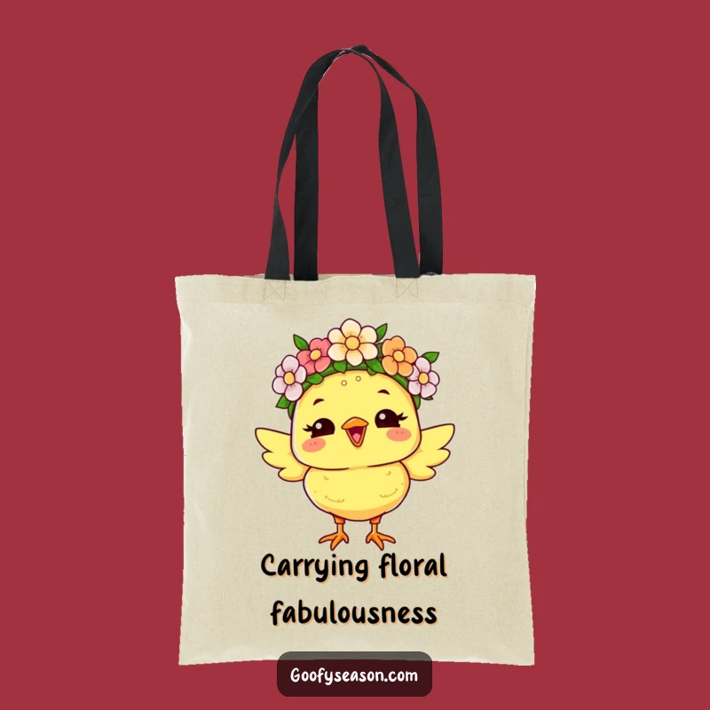 Funny Chick Flower Crown Tote Bag: Joyful Spring Accessory, Gift
