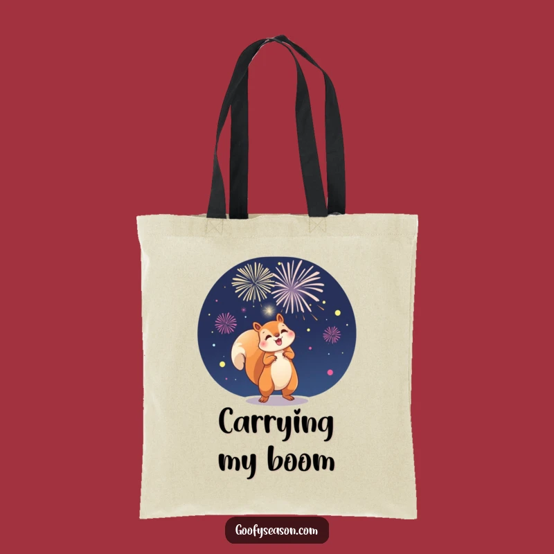Funny Squirrel Fireworks Tote Bag: Carry the Celebration Anywhere