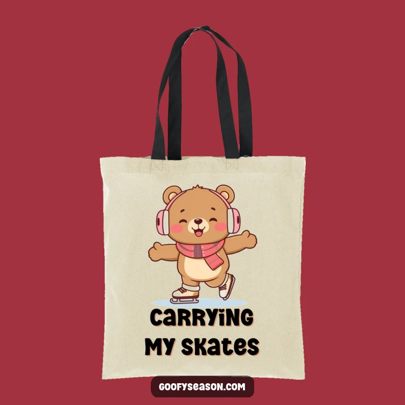 Funny Bear Ice Skating Tote Bag: Carry Your Winter Fun