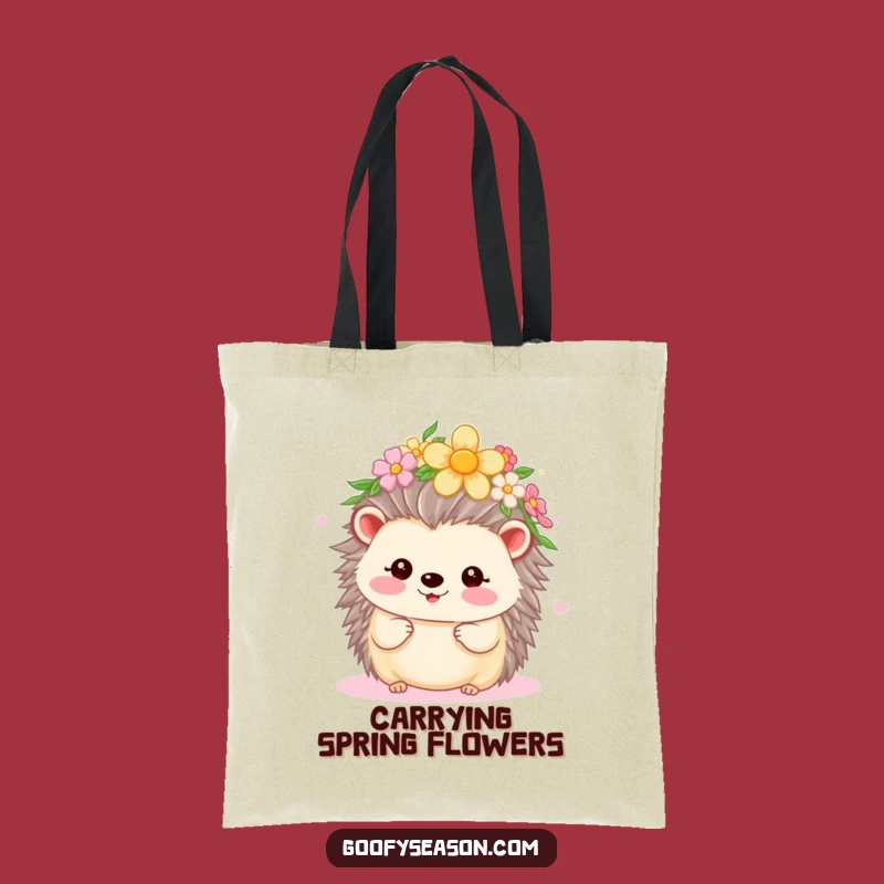 Funny Kawaii Hedgehog Flower Crown Tote Bag - Spring Essential