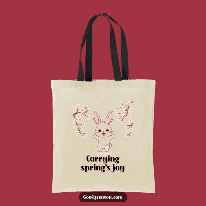 Funny Bunny Cherry Blossom Tote Bag: Spring Essentials, Practical Funny Gift