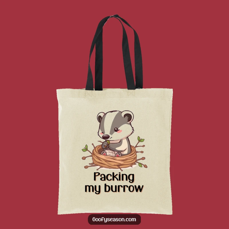 Funny Badger Builder Tote Bag: Cozy Nest Accessory, Gift
