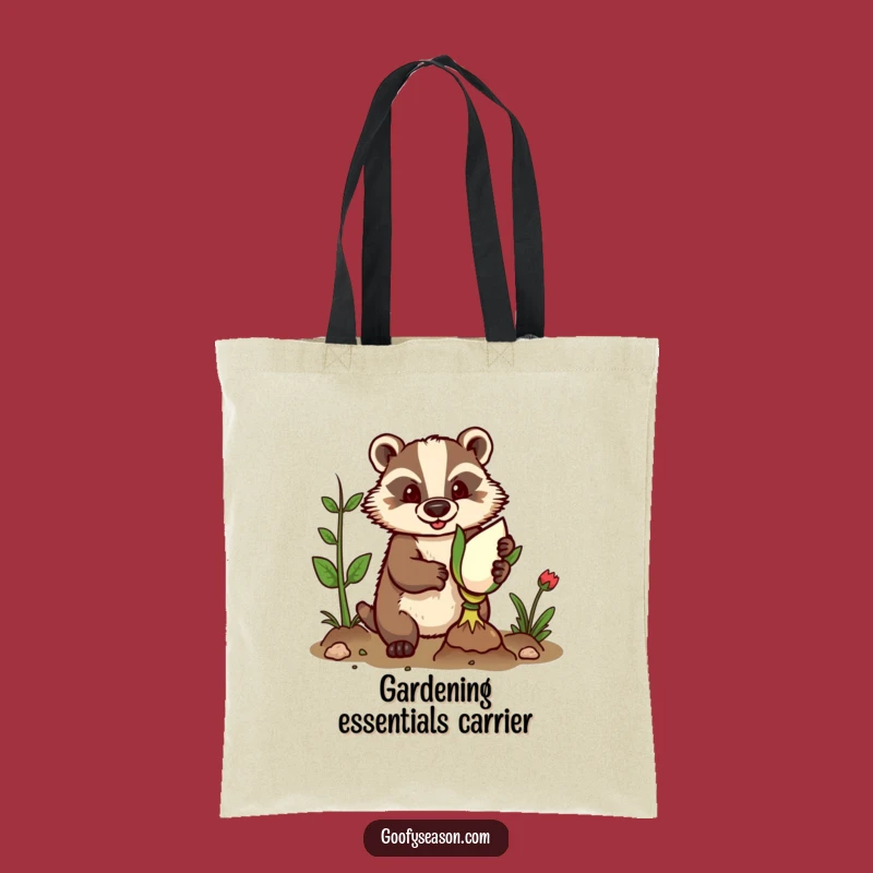 Funny Badger Planting Tote Bag - Humorous Gardener Shopping Bag Gift