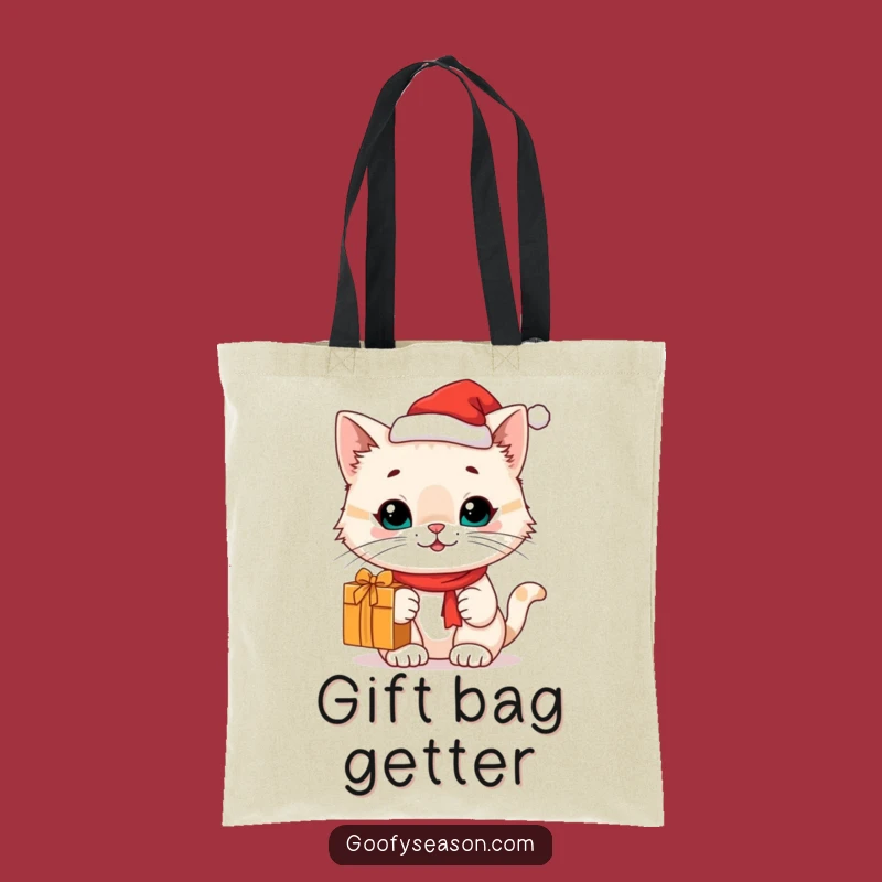 Funny Cat Santa Hat Tote Bag: Carry Your Gifts with This Hilarious Holiday Bag