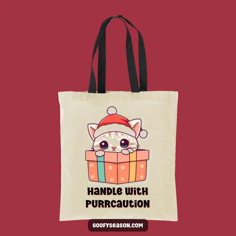 Funny Cat Santa Tote Bag - Practical Holiday Gift for Cat Moms