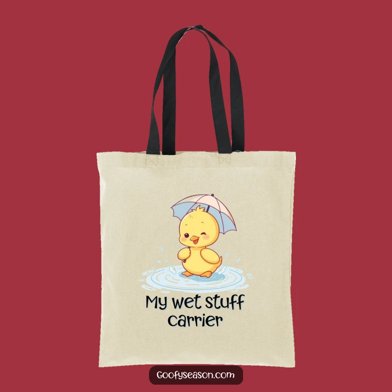 Funny Duckling Rain Puddle Tote Bag - Cheerful Shopping Bag Gift