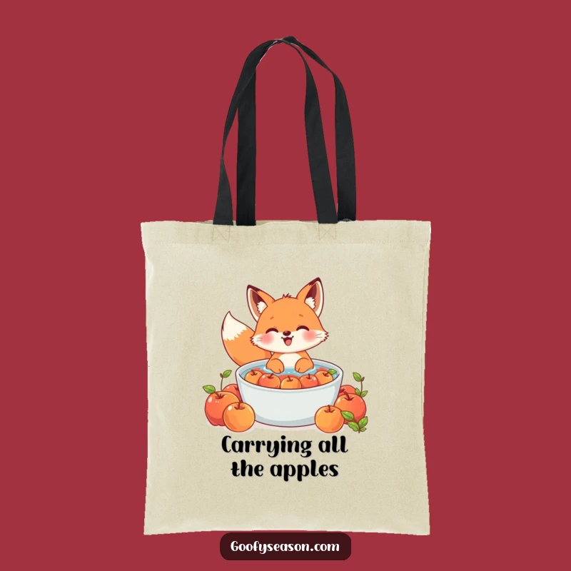 Funny Kawaii Fox Apple Bobbing Tote Bag: Carry Your Fun & Essentials