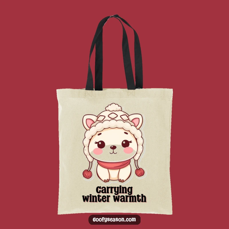 Funny Kawaii Winter Hat Tote Bag - Cute Animal Accessory, Excellent Funny Gift