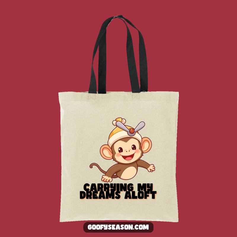 Funny Monkey Pilot Tote Bag: Cheerful Character Flying, Carry Your Fun!