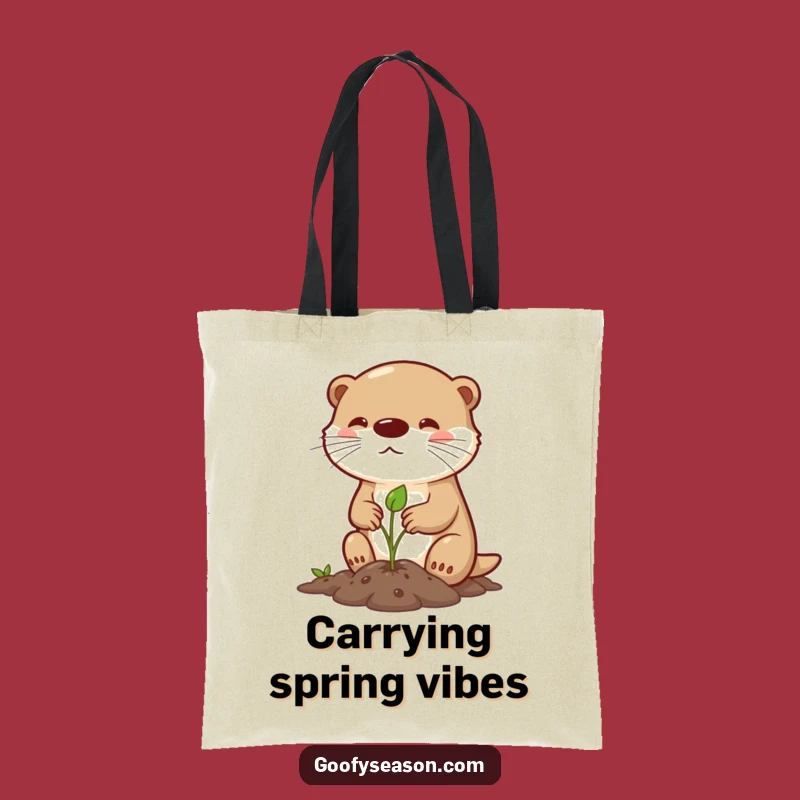 Funny Otter Spring Planting Tote Bag: Determined Gardener Accessory, Gift