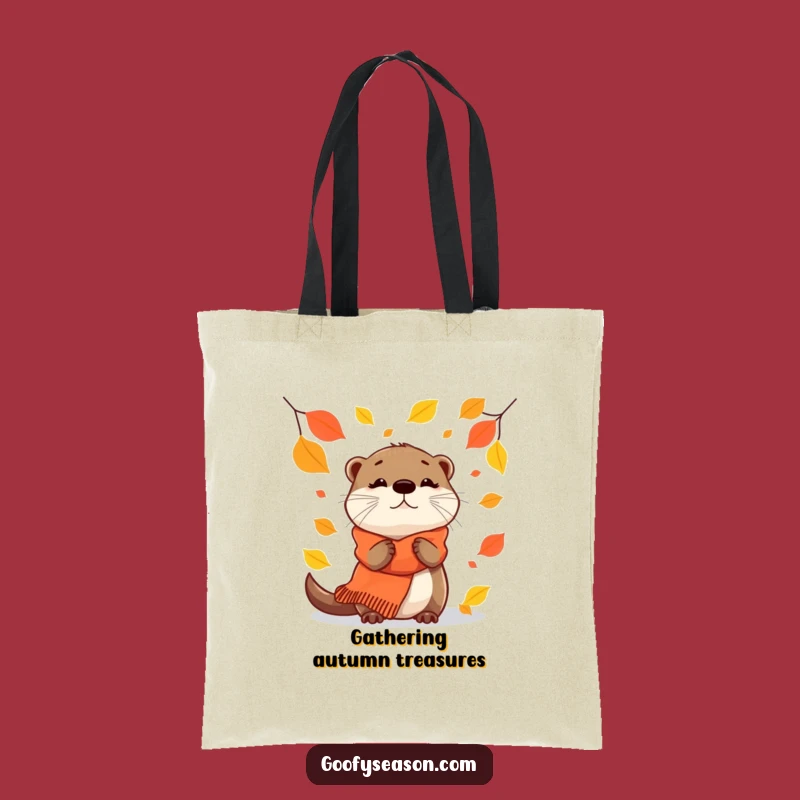 Funny Otter Tote Bag: Autumn Leaf Carrier, Stylish Humorous Gift
