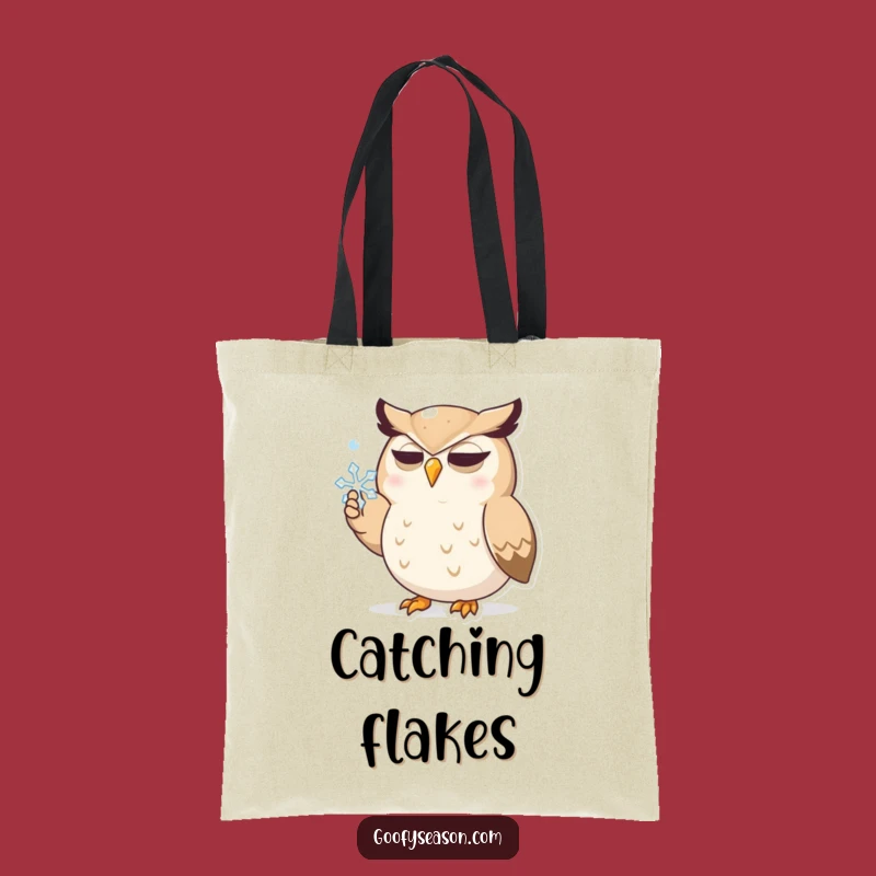 Funny Owl Snowflake Tote Bag - Whimsical Reusable Bag, Great Funny Gift