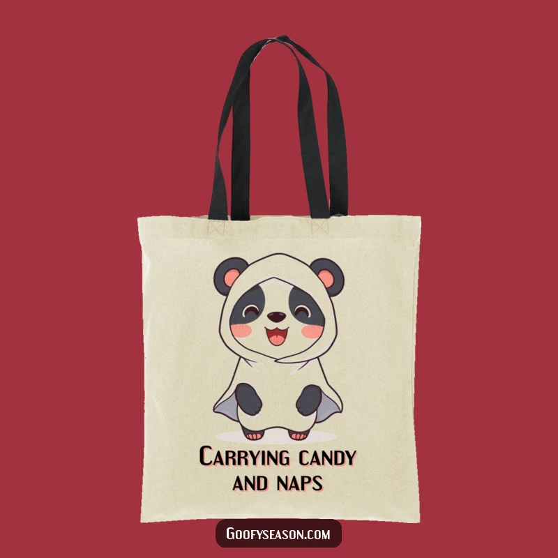 Funny Panda Ghost Halloween Tote Bag: Carry Your Treats