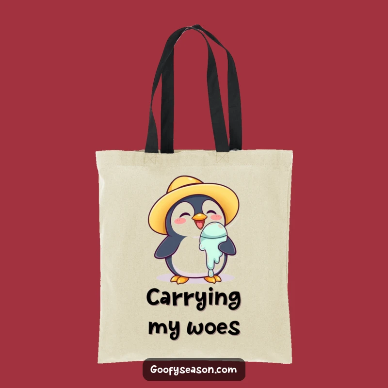 Funny Penguin Tote Bag: Summer Ice Cream Accessory, Stylish Humorous Gift