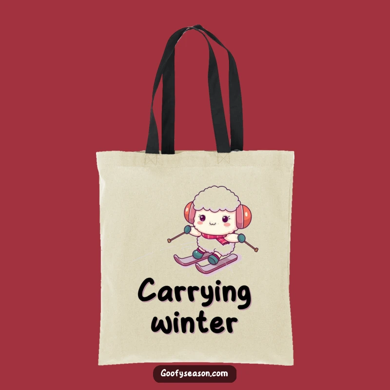 Funny Sheep Skiing Tote Bag: Chic & Hilarious Carryall for Winter Errands