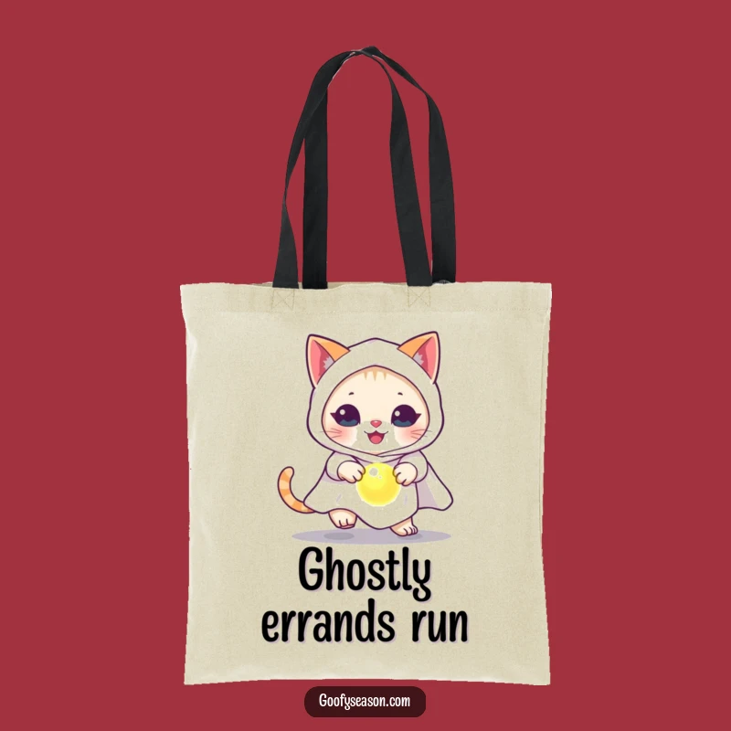 Funny Ghost Cat Tote Bag: Carry Your Halloween Haul with This Playful Pet
