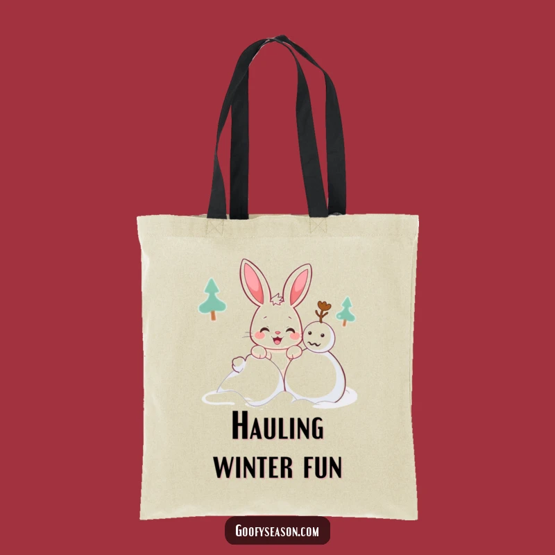 Funny Kawaii Bunny Snowman Tote Bag: Carry Your Winter Fun in Style