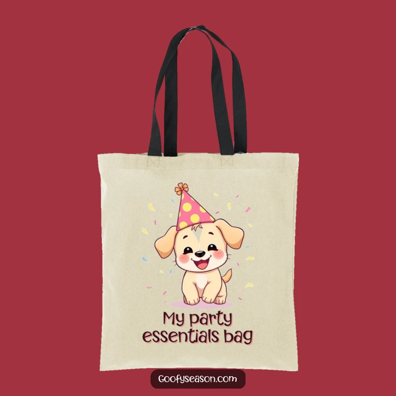 Funny Puppy Confetti Tote Bag - Hilarious Celebration Shopping Bag Gift